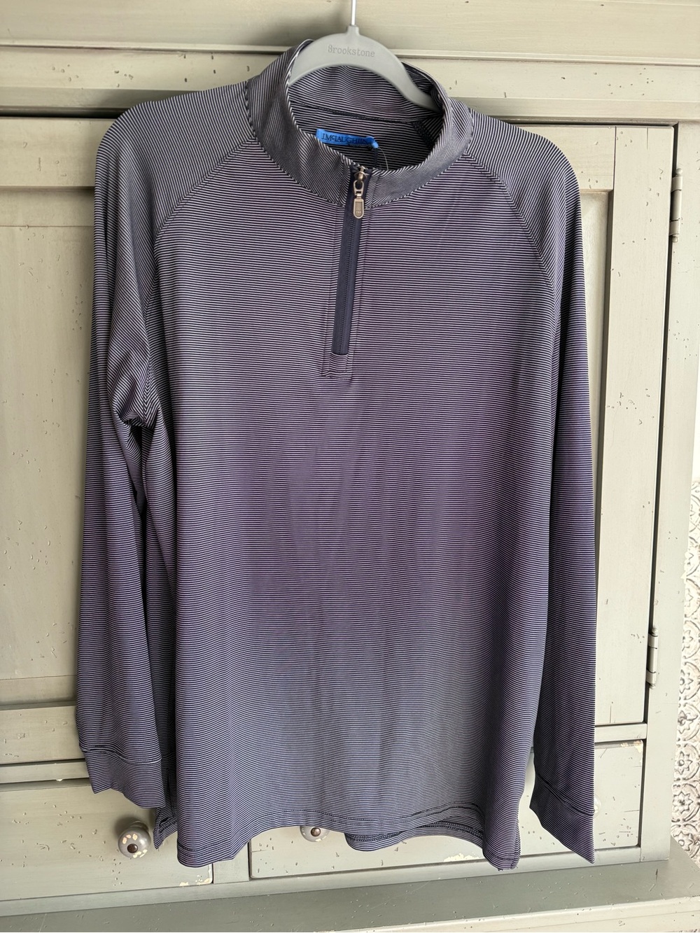 J. McLaughlin Men's Lightweight Quarter-Zip Pullover - Blue Pin stripe